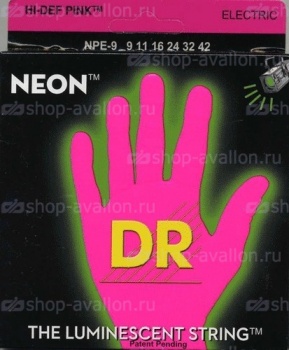 NPE-9 NEON HiDef Pink струны электрических гитар, светящиеся в УФ лучах, цвет Pink, 9-42 Lite