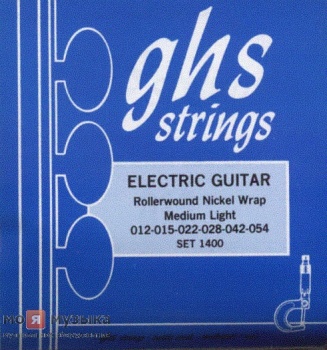 1400 - струны для эл.гитары, (12-54), NICKEL,MED.LIGHT GHS 
