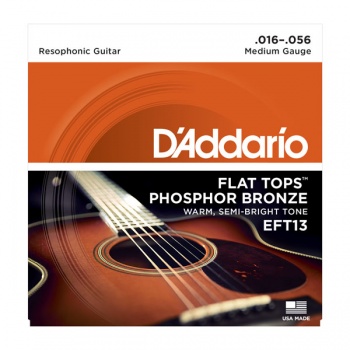 EFT13 FLAT TOPS Струны для акустической гитары фосфорная бронза, полу-плоская оплетка, 16-56