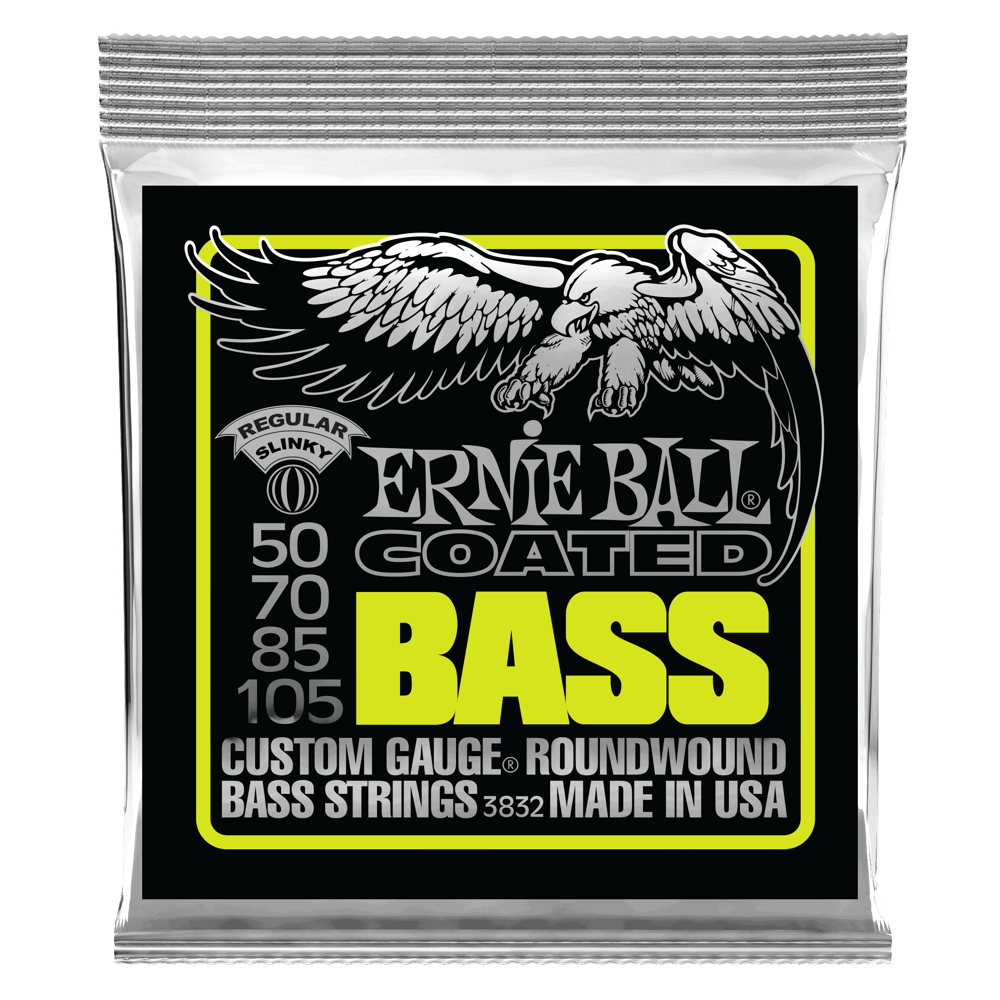 Ernie Ball 3832 струны для бас-гитары Coated Bass Regular Slinky (50-70-85-105) покрытые спец. сплав