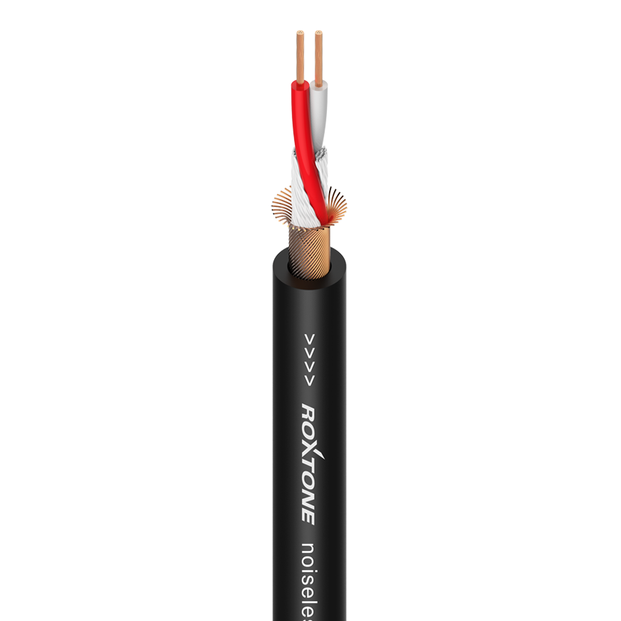 ROXTONE MC022 Black Симметричный микрофонный кабель из бескислородной меди, 2x0,50мм2., D 6,8мм, AWG