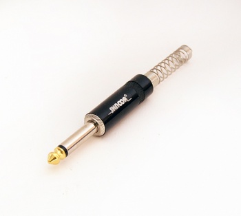 SP2-G-Beco Разъем phono jack 6.3 мм "папа", моно, чёрный металлический корпус, позолоченный контакт 