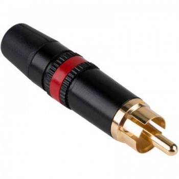 NYS 373-2 кабельный разъем RCA корпус черный хром, золоченые контакты, красная маркировка /Neutrik