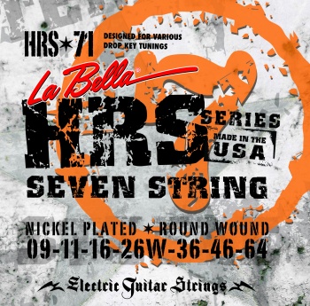 HRS-71 Hard Rockin Steel Комплект струн для 7-ми струнной электро-гитары. (9-64) /LA BELLA