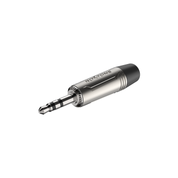 ROXTONE RMJ3P-NN Разъем 3,5 мм, стерео с резиновым держателем под кабель, Цвет: серебро