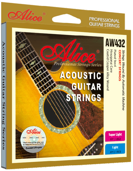 AW432P-SL Комплект струн для акустической гитары, медь, цветные наконечники, 11-52, Alice