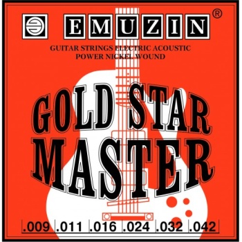 Струны для 6-стр. электрогитары GOLD STAR MASTER с обм. из нерж. стали /.009-.042/ EMUZIN