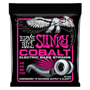 ERNIE BALL 2734 струны для бас-гитары Cobalt Bass Super Slinky (45-65-80-100) обмотка кобальт