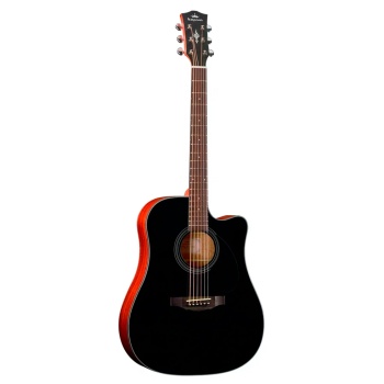 KEPMA EDCE Black электроакустическая гитара, цвет черный глянцевый, в комплекте 3м кабель