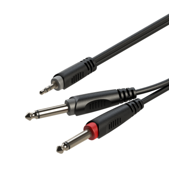 RAYC130/6 Аудио-кабель 4x8mm (2x1x014mm2); (3,5мм cтерео Jack - 2 х 6,3мм моно Jack), 6м. / ROXTONE