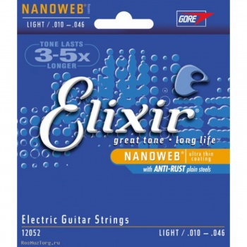 12052 струны для электрогитары Anti Rust NanoWeb Light (010-013-017-026-036-046) /ELIXIR