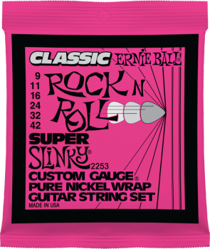 ERNIE BALL 2253 струны для эл. гитары Super Slinky (9-11-16-24w-32-42) Pure Nickel